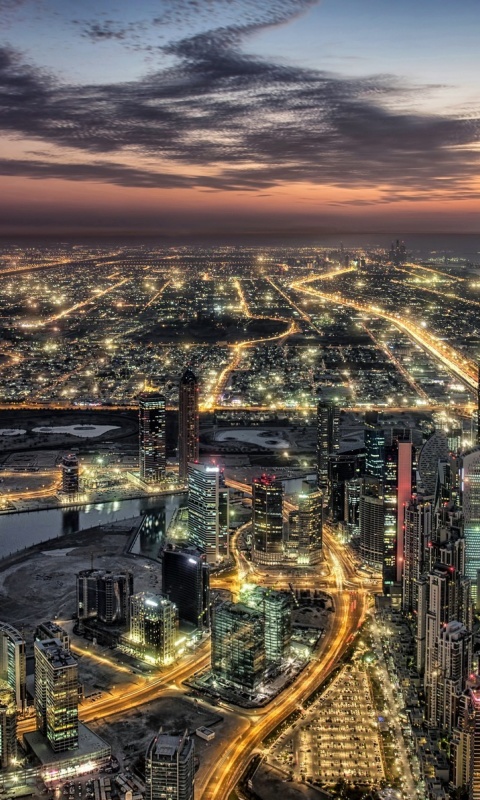 Das Dubai Night City Tour in Emirates Wallpaper 480x800