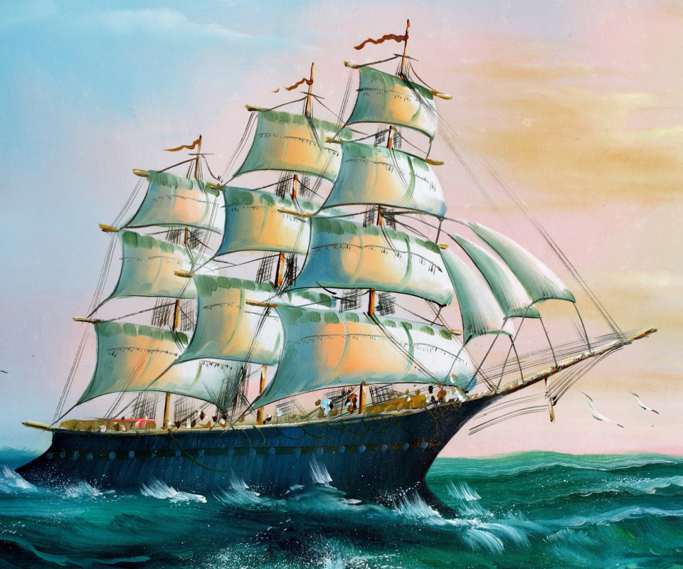Das Sailboat in Crimea Wallpaper 960x800