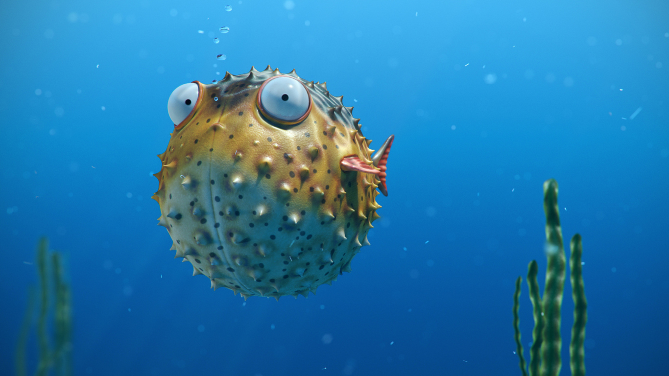 Screenshot №1 pro téma Funny Bubble Fish 1366x768