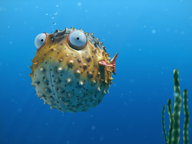 Funny Bubble Fish wallpaper 640x480