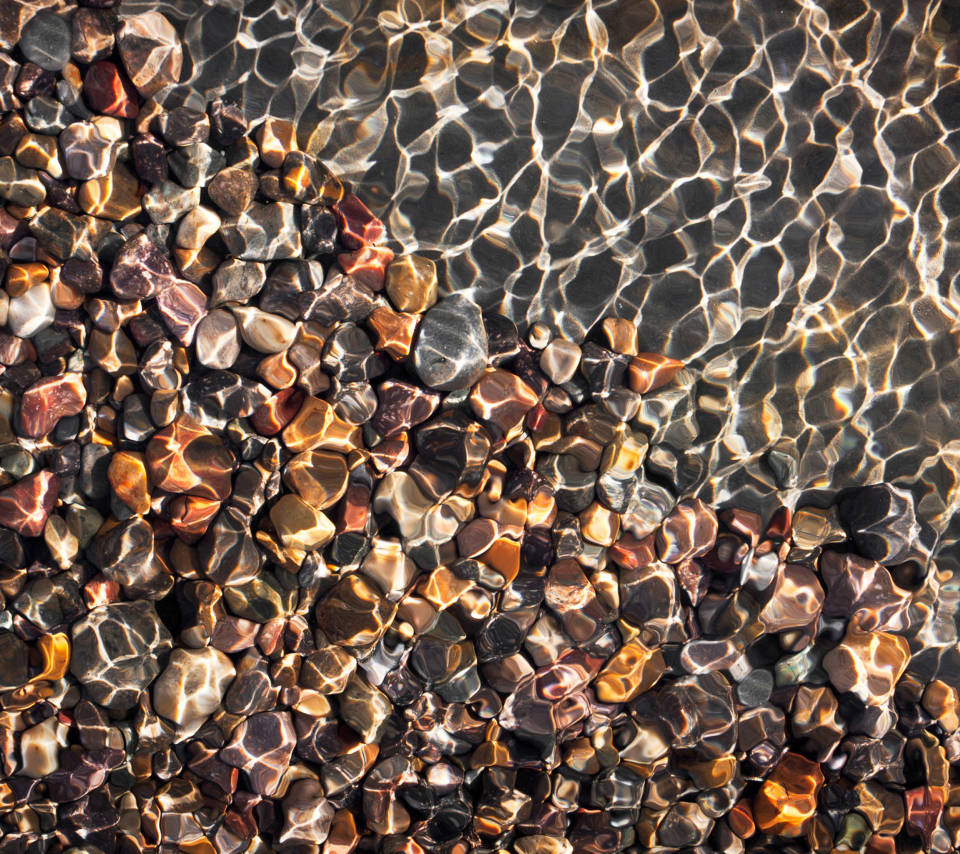 Pebbles And Water Reflections wallpaper 960x854