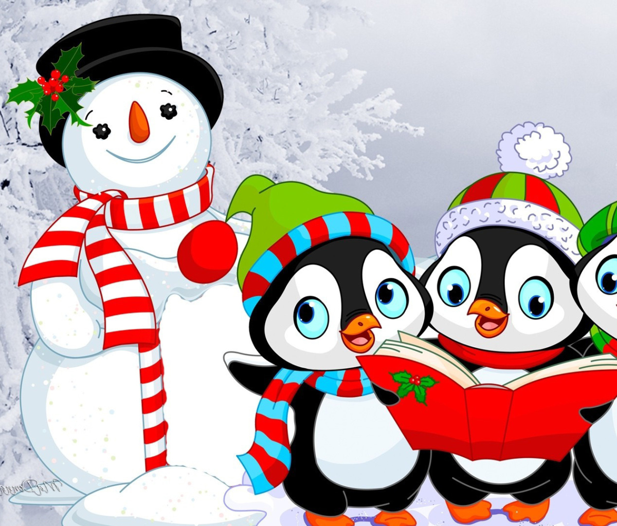 Fondo de pantalla Snowman and Penguin Toys 1200x1024