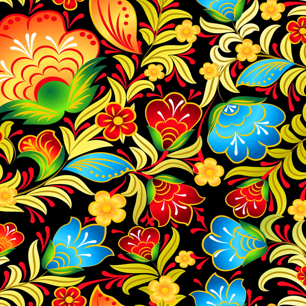 Khokhloma Patterns wallpaper 1024x1024