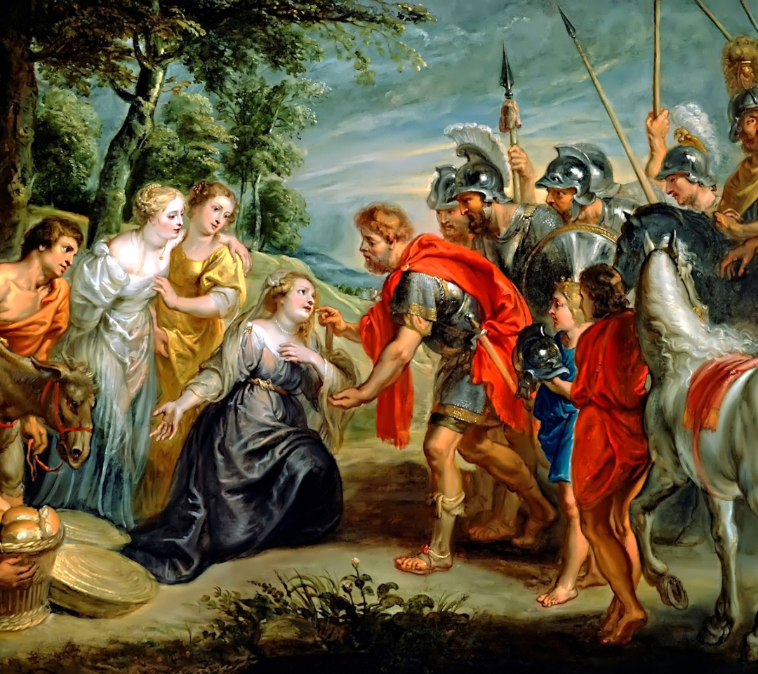 Fondo de pantalla Rubens David Meeting Abigail Painting in Getty Museum 1080x960
