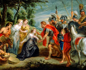 Fondo de pantalla Rubens David Meeting Abigail Painting in Getty Museum 176x144