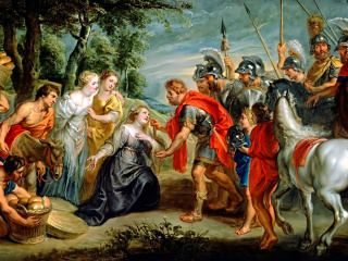 Das Rubens David Meeting Abigail Painting in Getty Museum Wallpaper 320x240