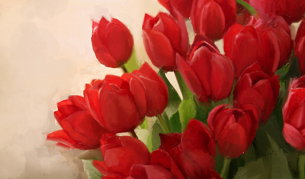 Art Red Tulips wallpaper 1024x600