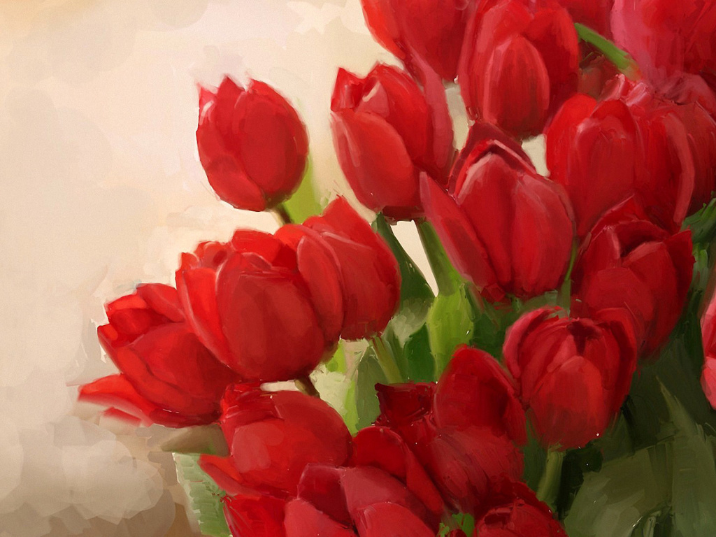 Das Art Red Tulips Wallpaper 1024x768