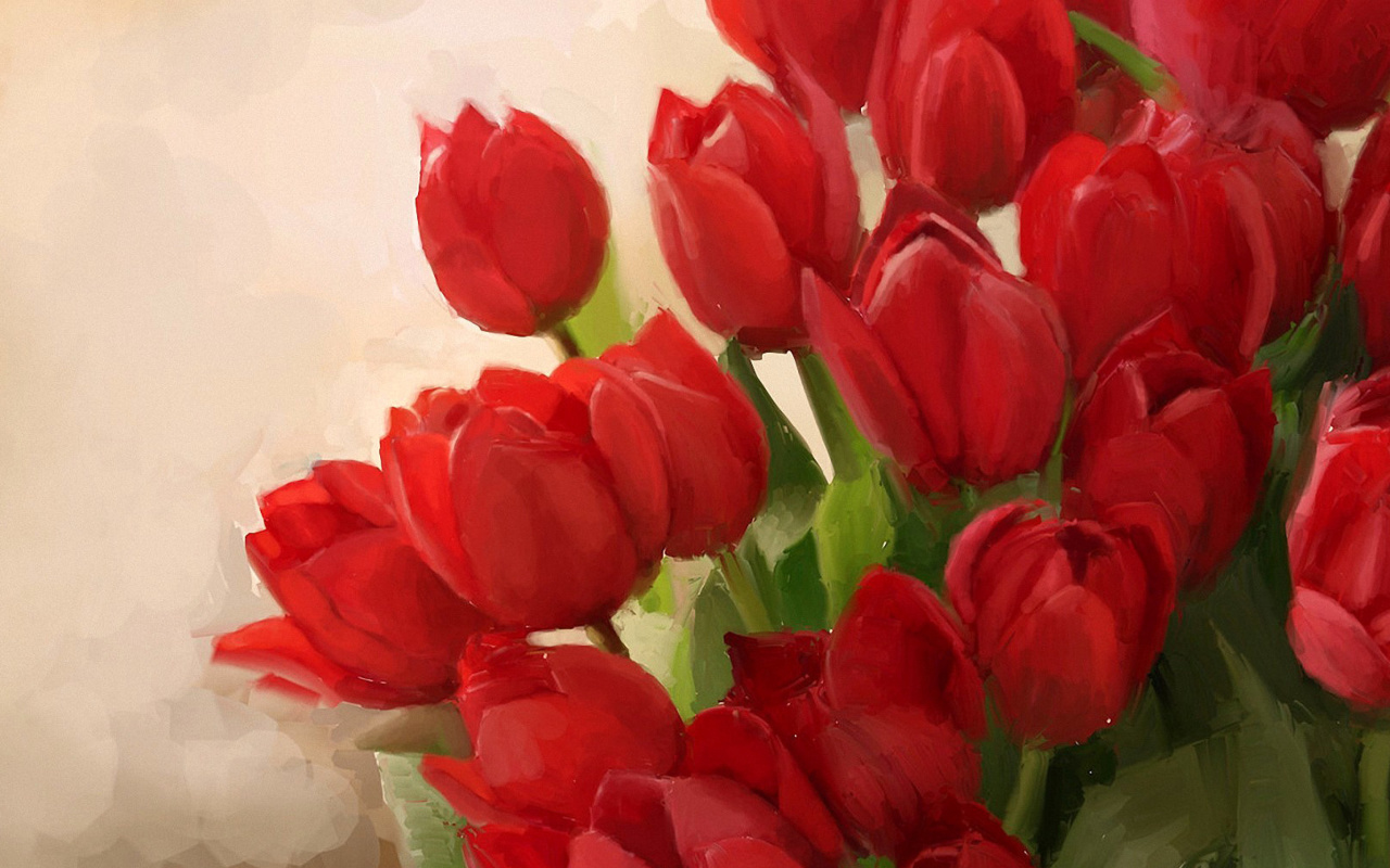 Das Art Red Tulips Wallpaper 1280x800