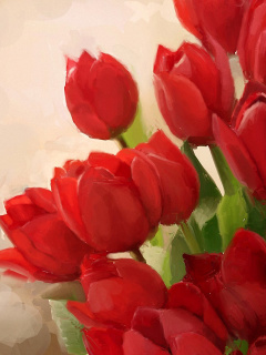 Das Art Red Tulips Wallpaper 240x320