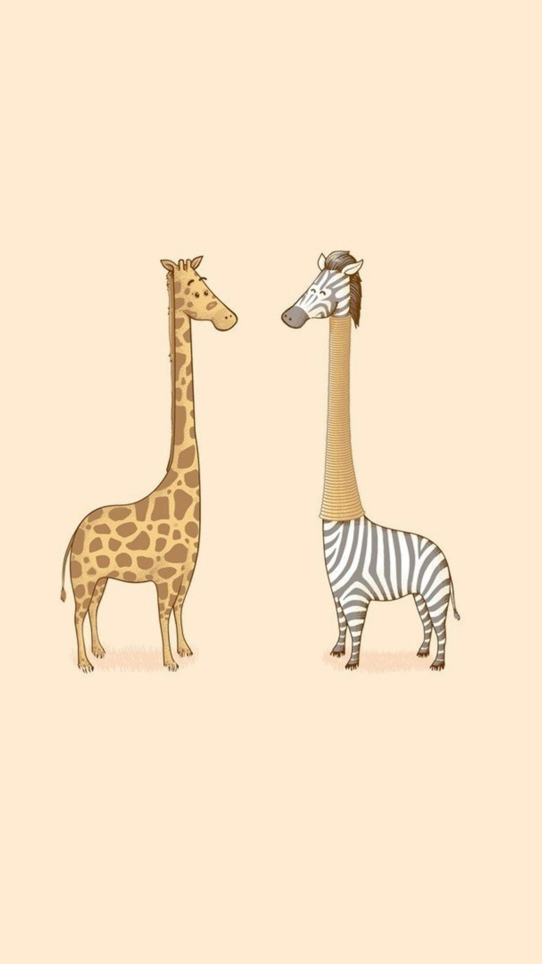 Giraffe-Zebra wallpaper 1080x1920