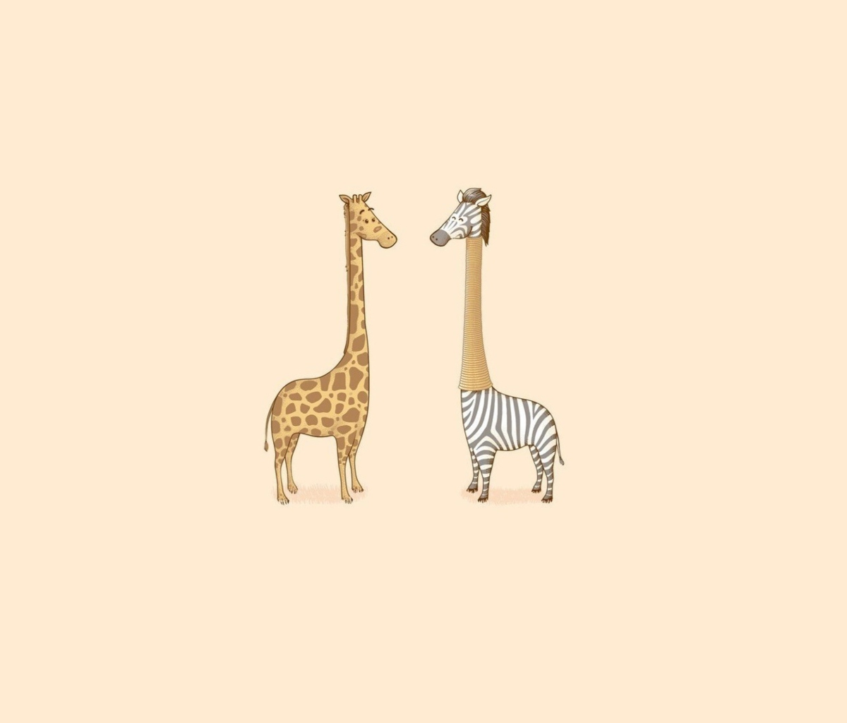 Das Giraffe-Zebra Wallpaper 1200x1024