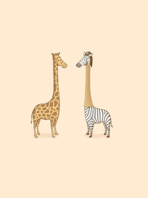 Fondo de pantalla Giraffe-Zebra 480x640