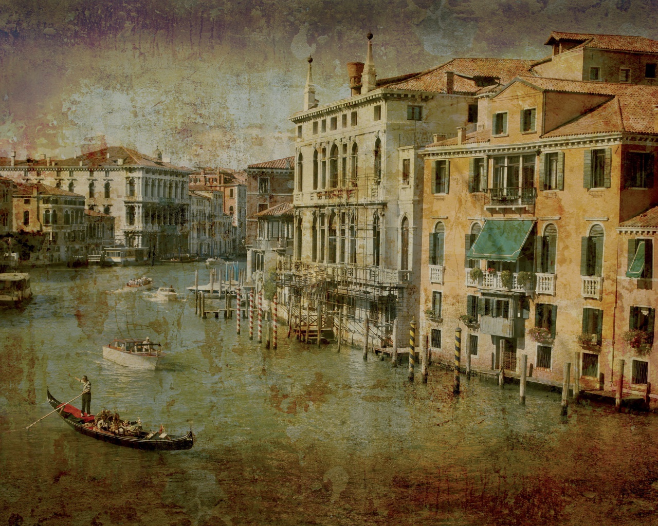 Das Venice Retro Card Wallpaper 1280x1024