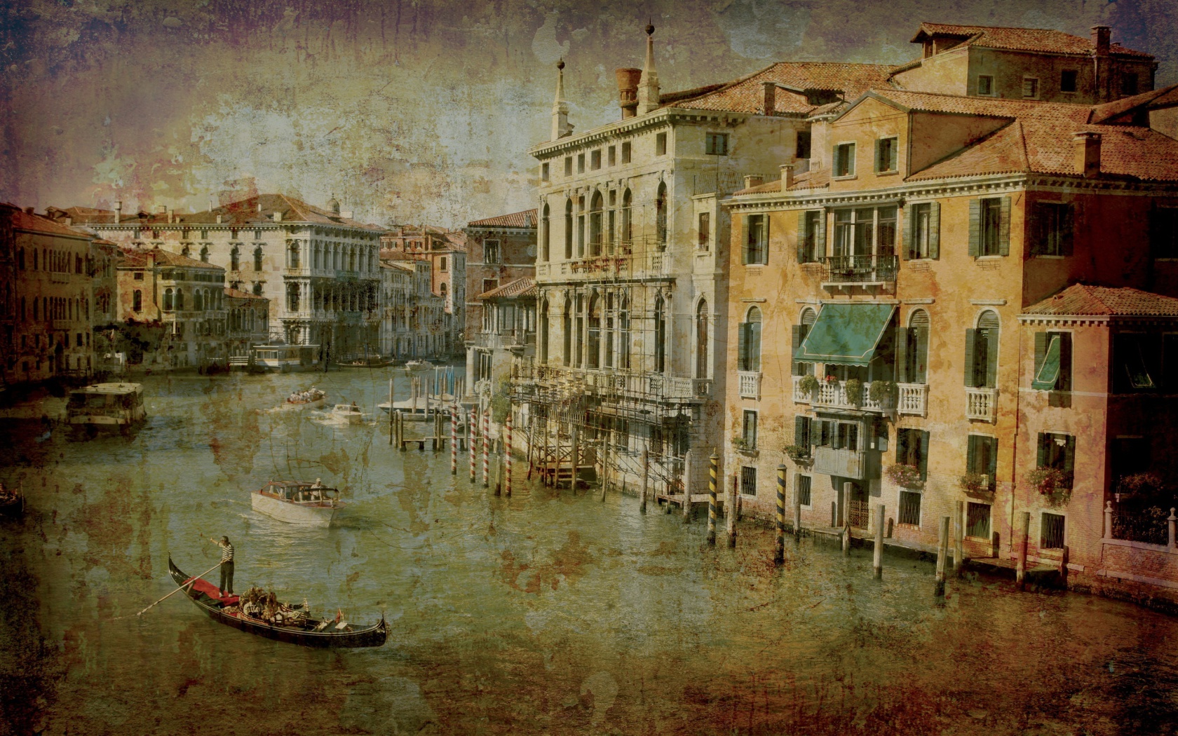 Обои Venice Retro Card 1680x1050