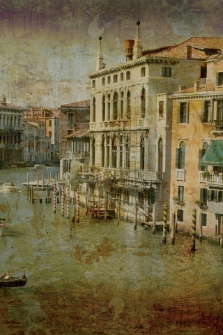 Fondo de pantalla Venice Retro Card 320x480
