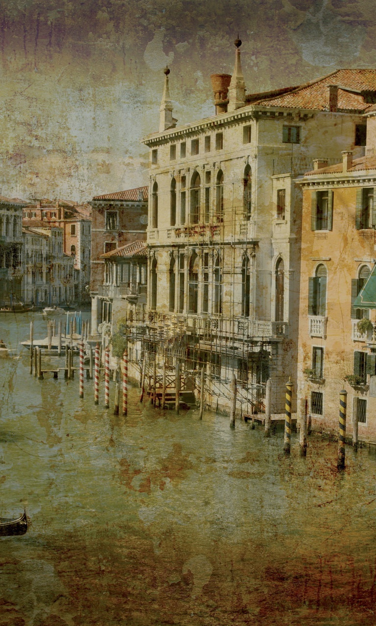 Fondo de pantalla Venice Retro Card 768x1280