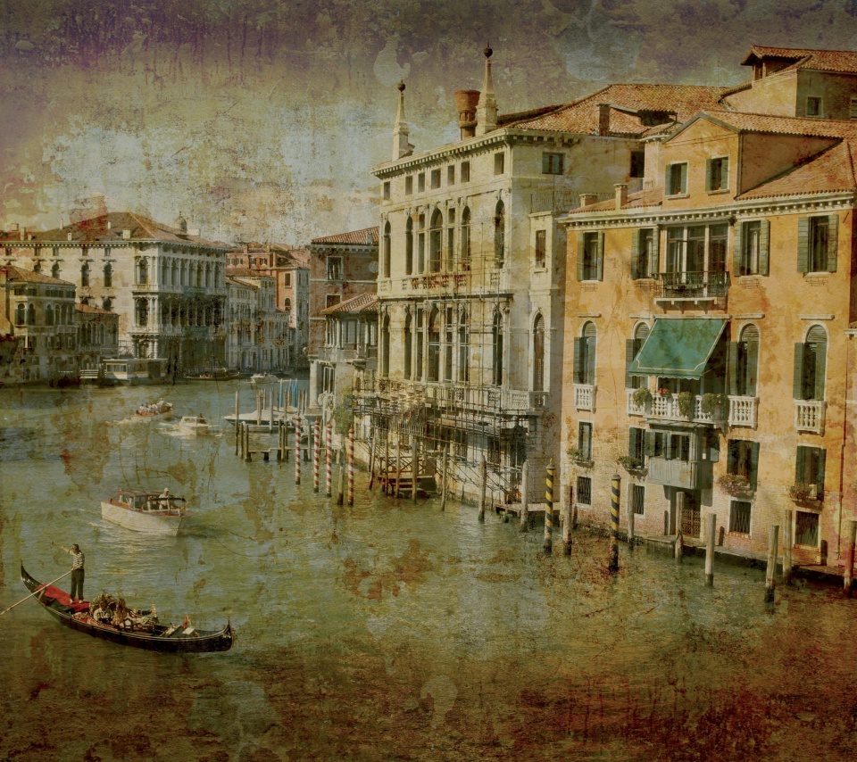 Das Venice Retro Card Wallpaper 960x854