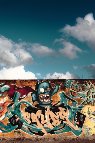 Das Graffiti Street Art Wallpaper 320x480
