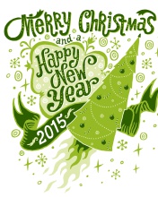 Merry Christmas and Happy New 2015 Year wallpaper 176x220