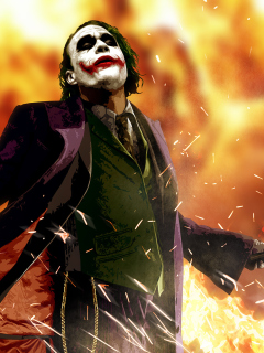 Обои Heath Ledger As Joker - The Dark Knight Movie 240x320