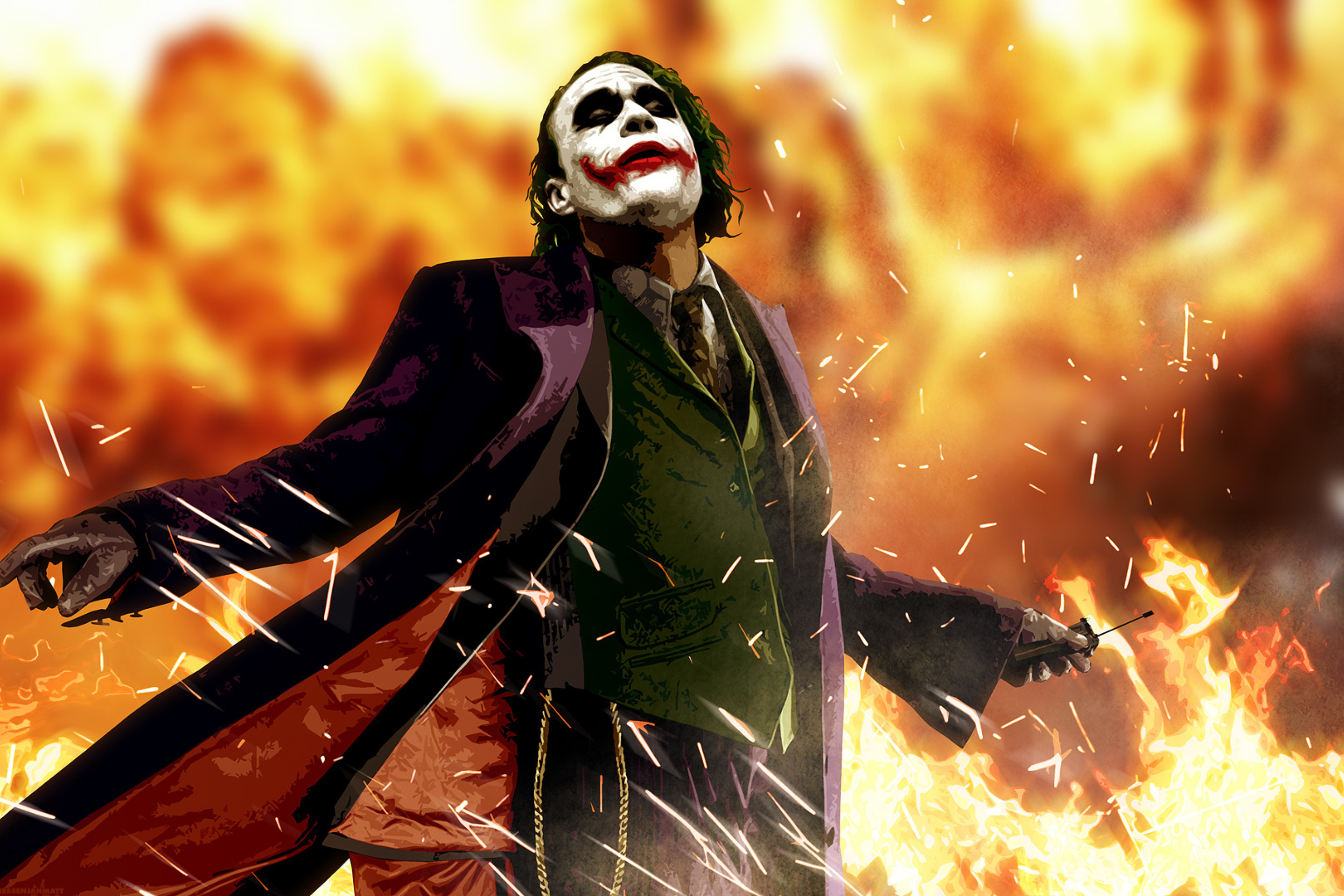 Das Heath Ledger As Joker - The Dark Knight Movie Wallpaper 2880x1920