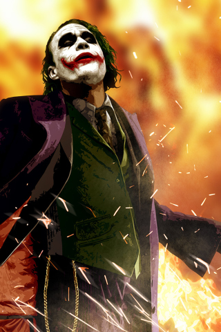 Das Heath Ledger As Joker - The Dark Knight Movie Wallpaper 320x480