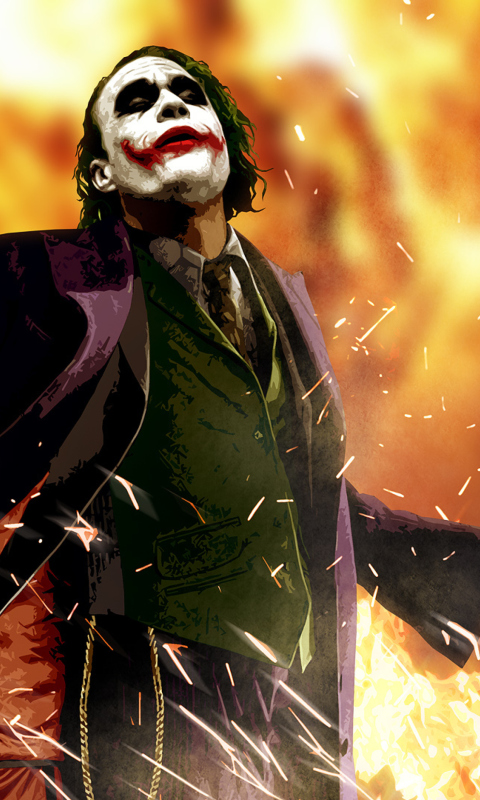 Das Heath Ledger As Joker - The Dark Knight Movie Wallpaper 480x800