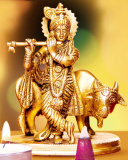 Обои Lord Krishna with Cow 128x160