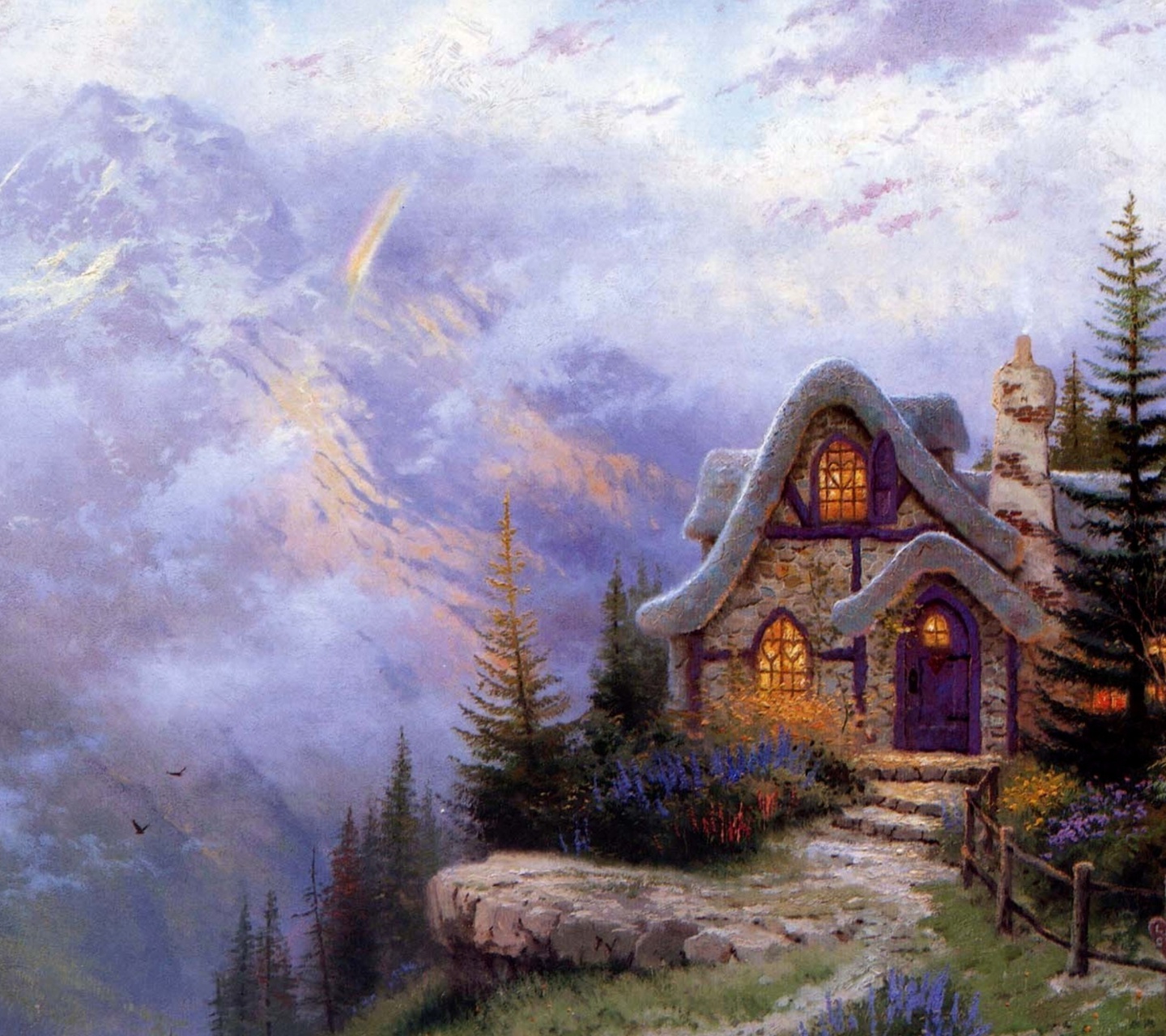 Sfondi Thomas Kinkade, Sweetheart Cottage 1440x1280