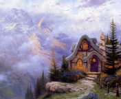 Fondo de pantalla Thomas Kinkade, Sweetheart Cottage 176x144