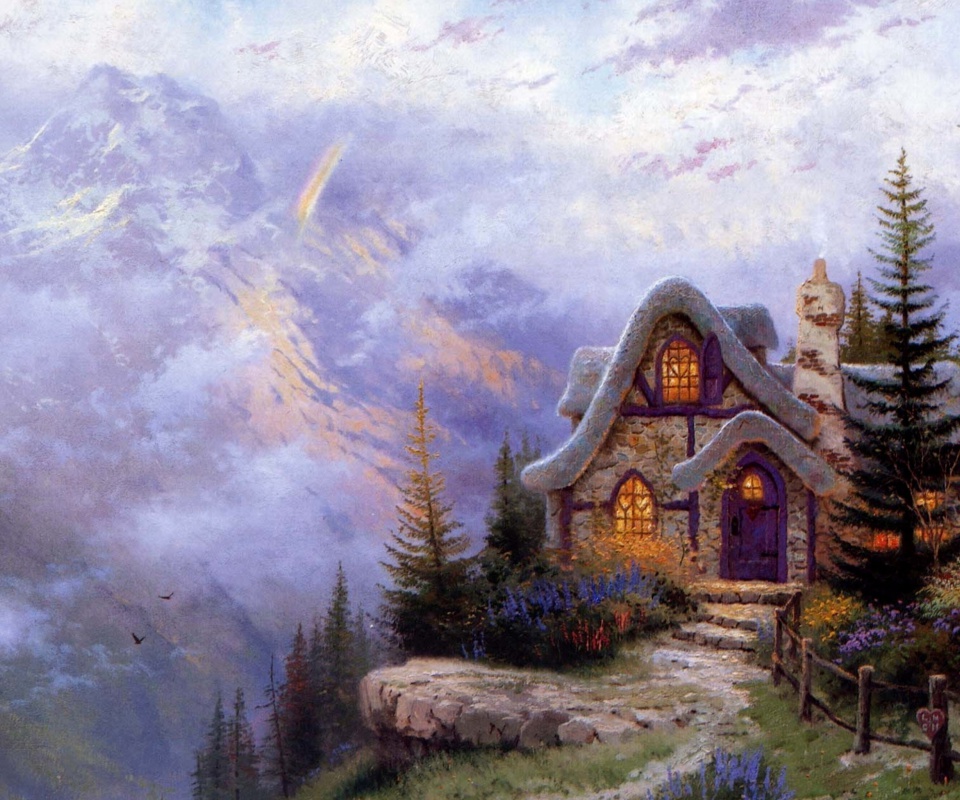 Thomas Kinkade, Sweetheart Cottage wallpaper 960x800