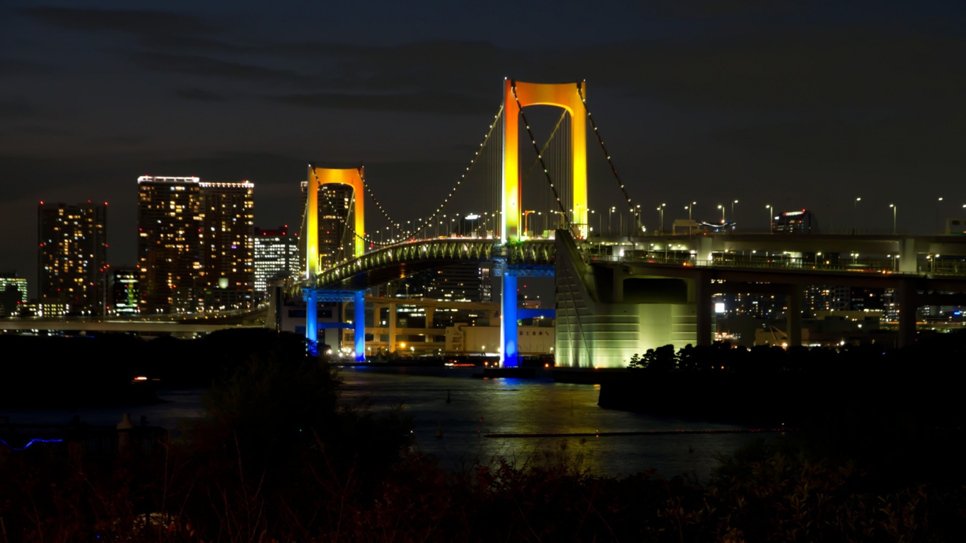 Screenshot №1 pro téma Tokyo Rainbow Bridge 1366x768