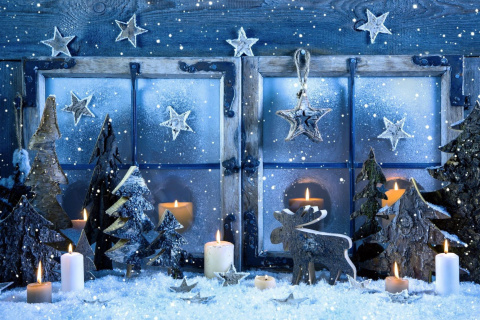 Обои Christmas Window Decorations 480x320