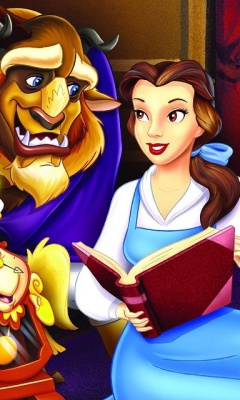 Das Beauty and the Beast with Friends Wallpaper 240x400