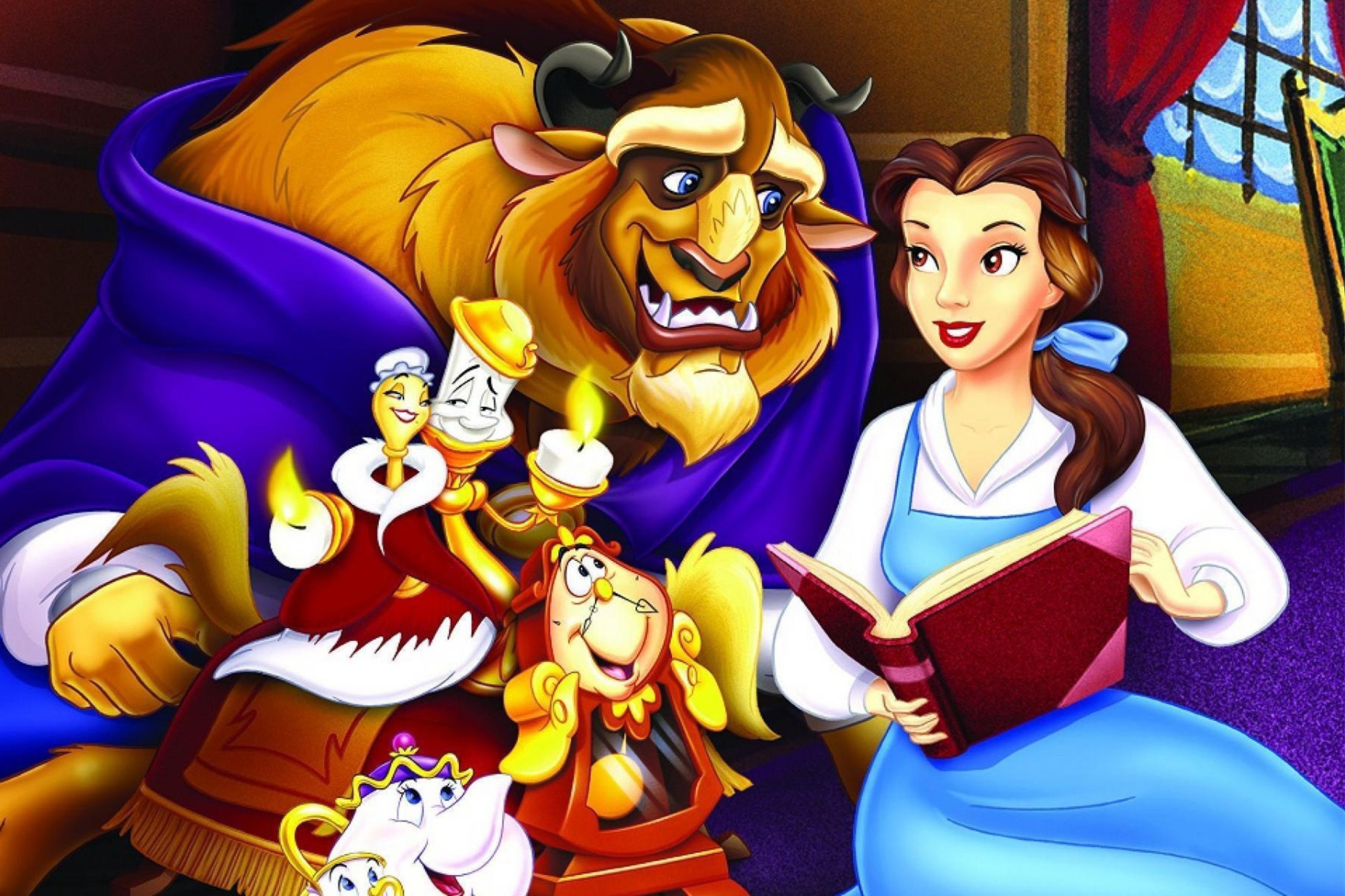 Das Beauty and the Beast with Friends Wallpaper 2880x1920