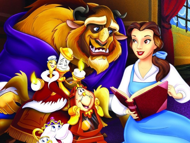Das Beauty and the Beast with Friends Wallpaper 640x480