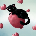 Black Cat O Heart wallpaper 128x128