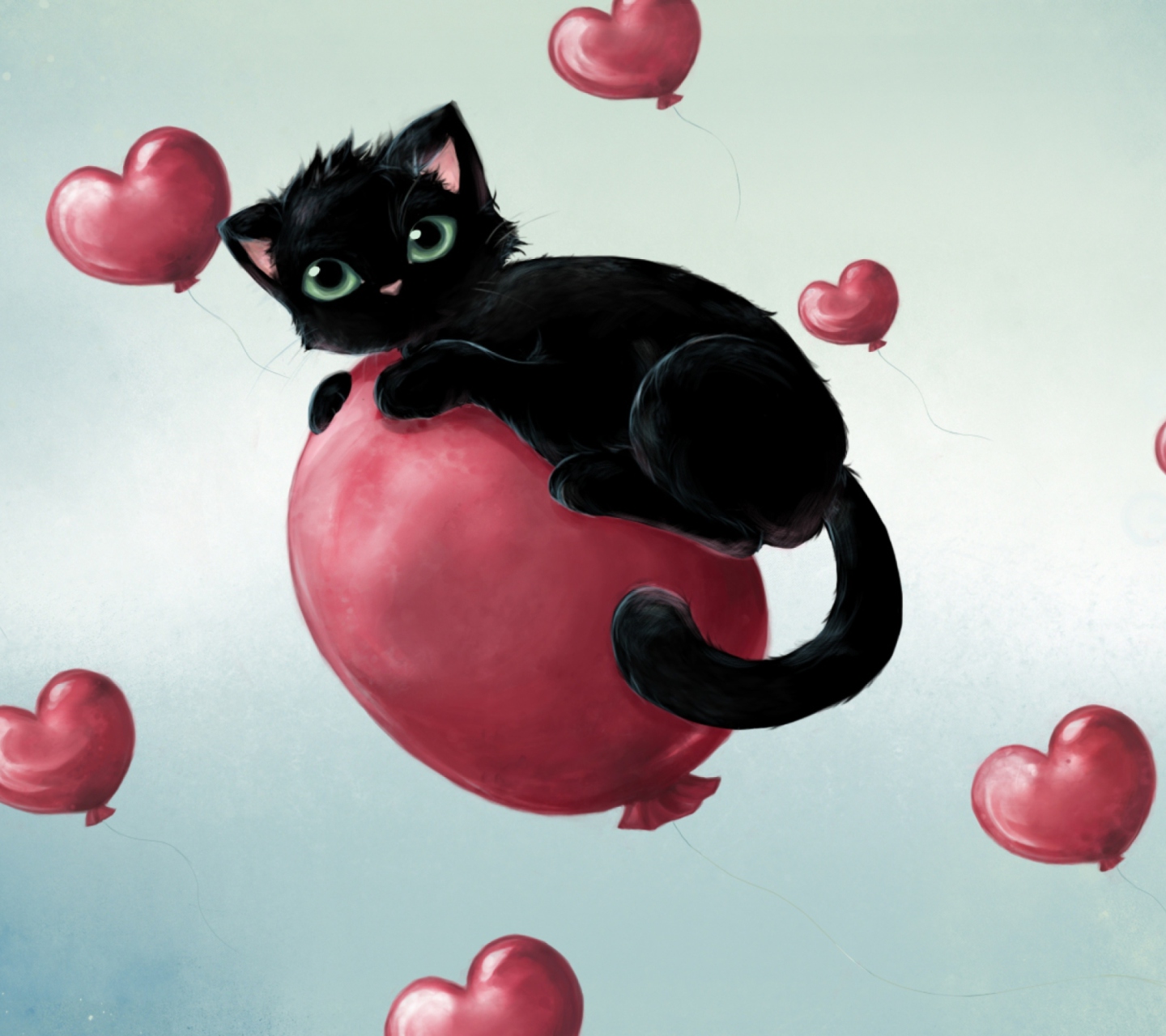 Fondo de pantalla Black Cat O Heart 1440x1280