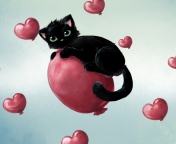 Black Cat O Heart wallpaper 176x144
