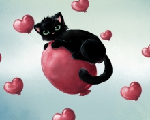 Black Cat O Heart wallpaper 220x176