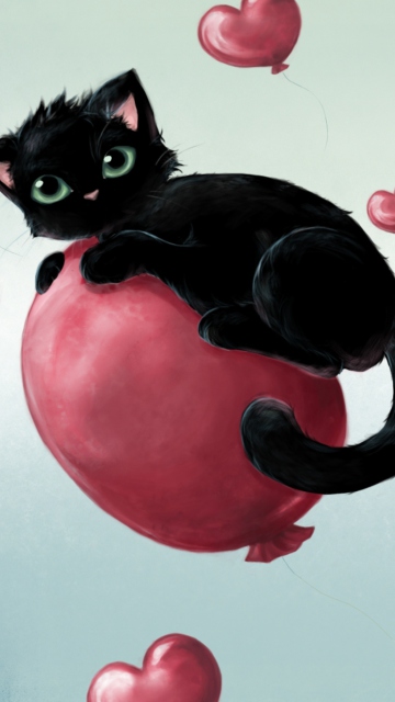 Black Cat O Heart wallpaper 360x640