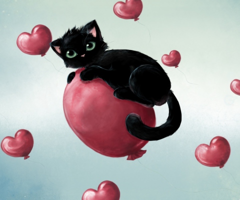 Screenshot №1 pro téma Black Cat O Heart 480x400