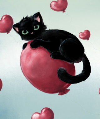 Black Cat O Heart - Obrázkek zdarma pro Nokia Lumia 925