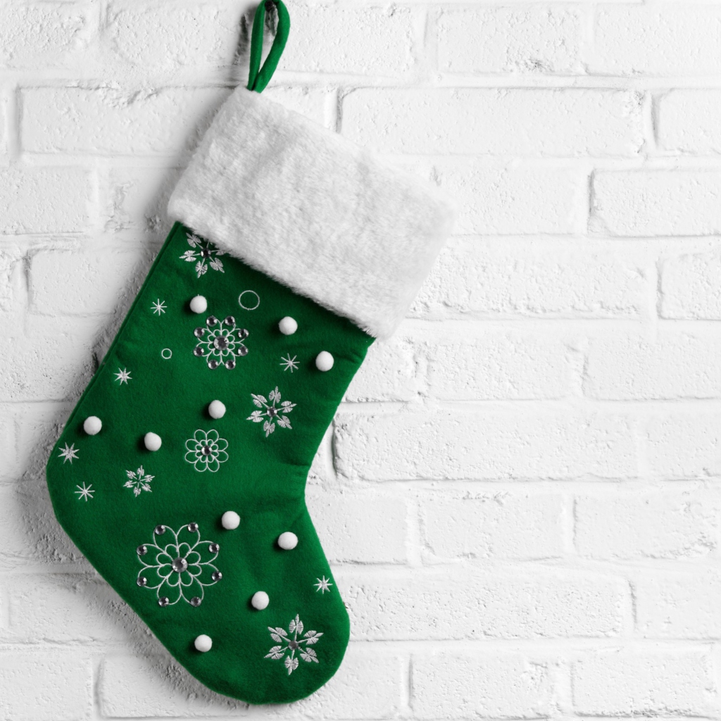 Green Christmas Stocking wallpaper 1024x1024