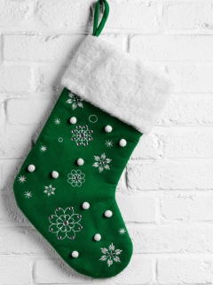 Das Green Christmas Stocking Wallpaper 240x320