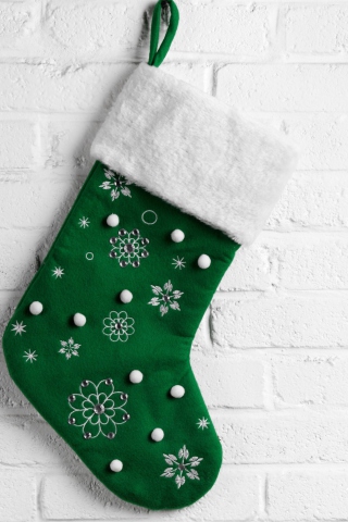 Das Green Christmas Stocking Wallpaper 320x480