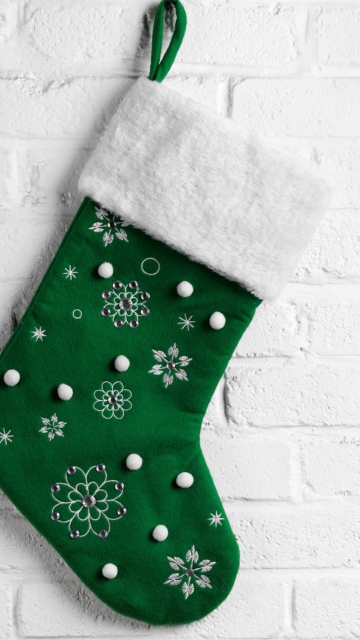 Das Green Christmas Stocking Wallpaper 360x640