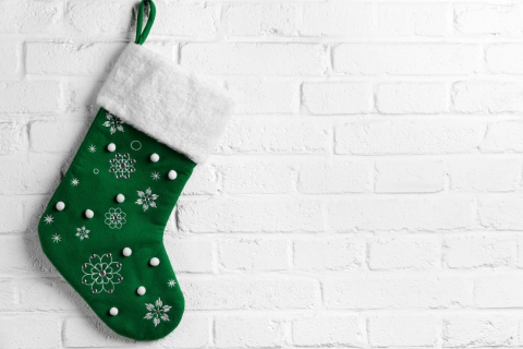 Green Christmas Stocking wallpaper 480x320