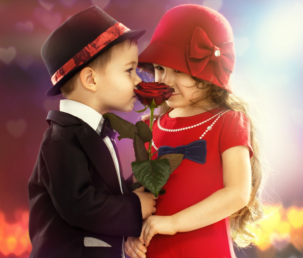 Cute Kids Couple With Rose wallpaper 1200x1024
